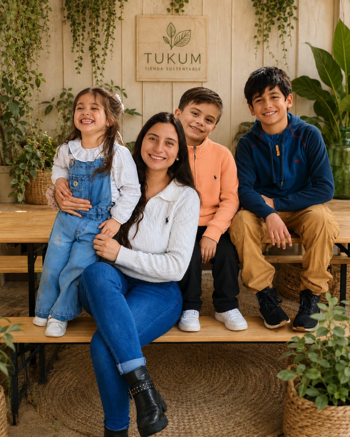 Patricia, creadora de TUKÜM, junto a sus hijos